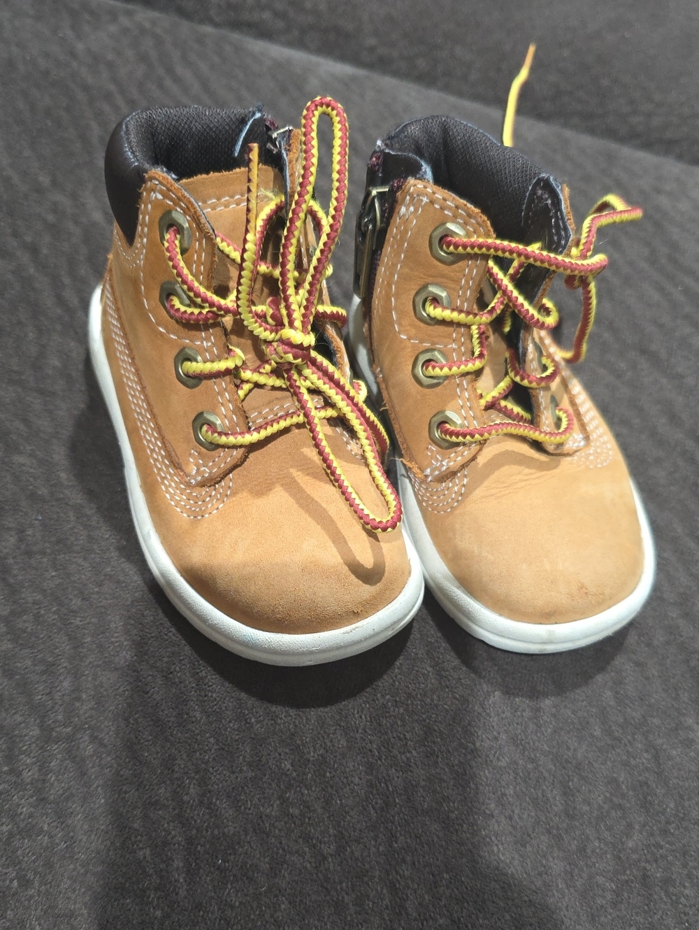 Timberland Baby Tan Leather-Look High-Top Sneaker-boots Size 4.5 Baby